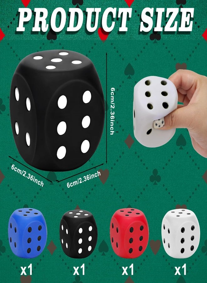 HEYTIMI 4 PCS Jumbo Foam Dice - 2.36 Inch Soft 6 Sided Stress Relief Squeeze Game Dice for Family Fun, Classroom Activities, and Party Supplies (Multi Color) - Image 2